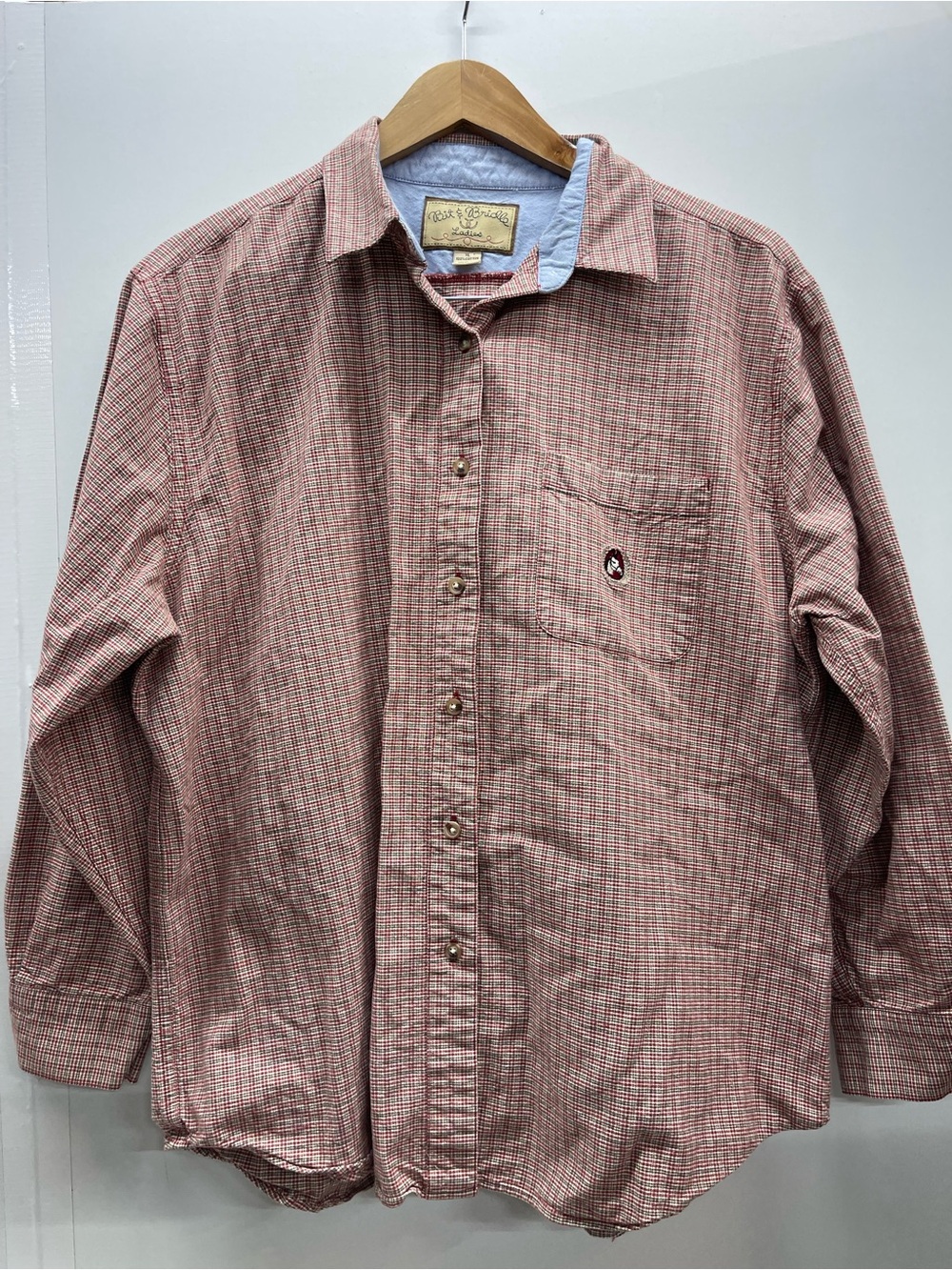 Bit & Bridle Women's Red and White Check Button-Down Shirt